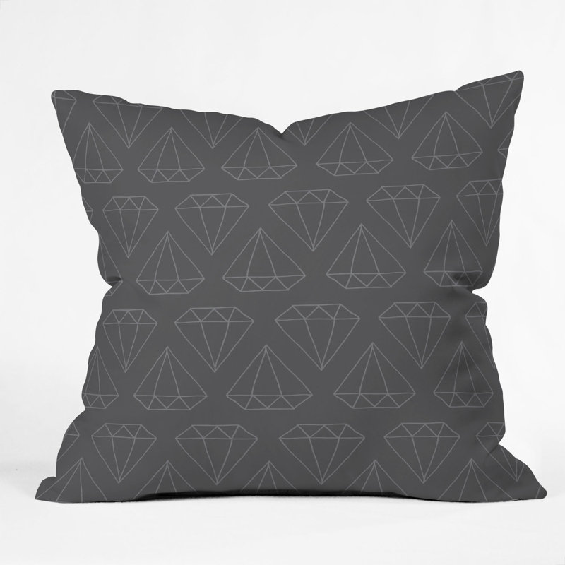 Coussin Wesley Bird, 20 po x 20 po, Imprimé 1 losanges gris