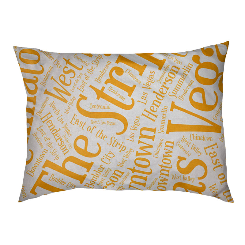 Coussin de chien « districts », Moyen (H 9,5 po x l 28 po x P 18 po), Orange, Las Vegas