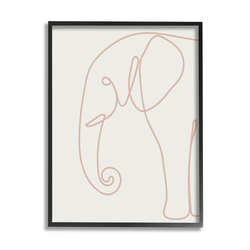 «Elephant Doodle Outline Shape Giclee Art» par Lil 'Rue, Giclée encadrée noir minuit, H 14 po x l 11 po x P 1,5 po