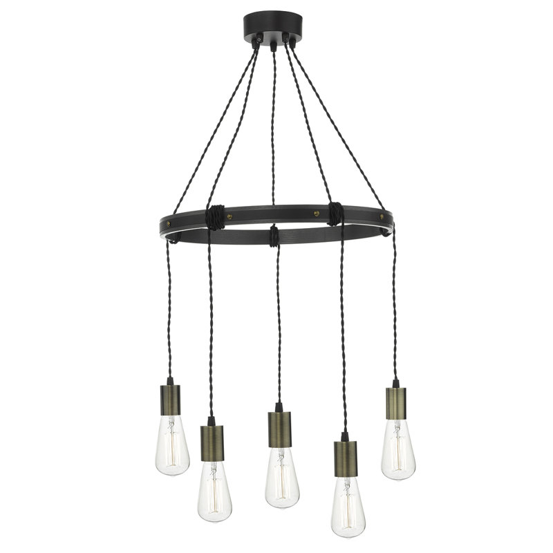 Peasely 5 - Light Waggon Wheel Chandelier