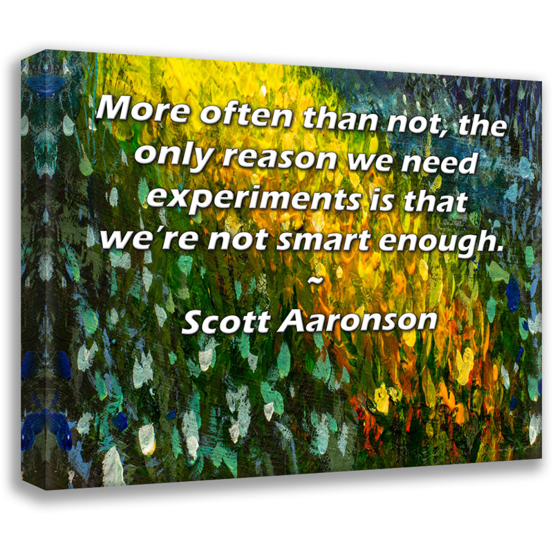 Toile tendue de la galerie ArtsyQuotes par Scott Aaronson: «Le plus souvent, la seule raison pour laquelle nous avons besoin d'expérimentation, c'est que nous ne sommes pas assez intelligents.