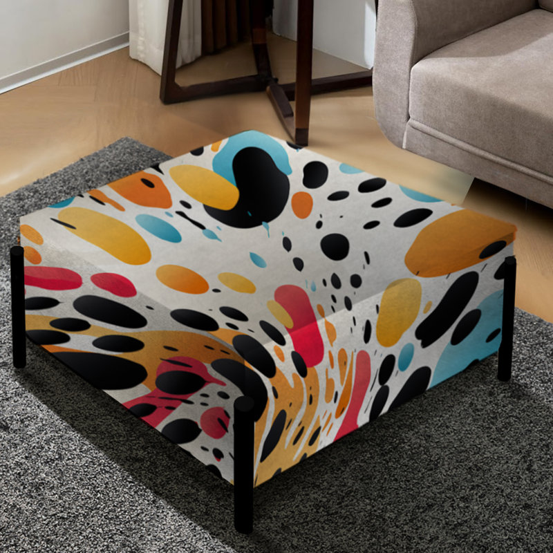 Multicolore léopard urbain - grand repose-pieds carré géométrique
