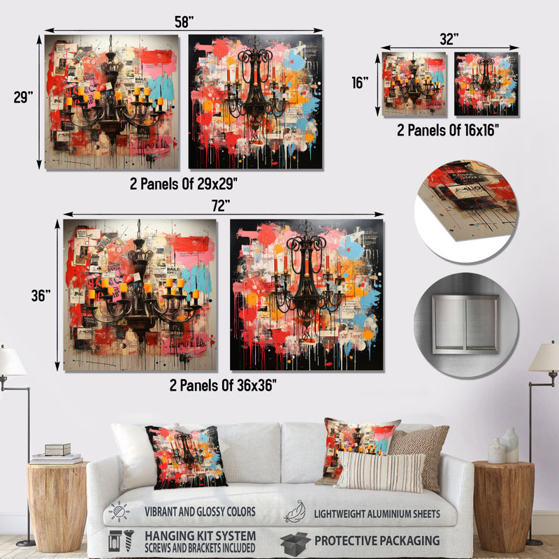 Ensemble de 2 lustres Popart, H 29 po x l 58 po