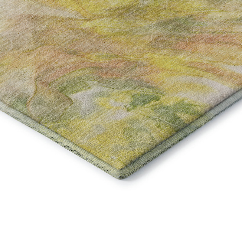 Premium Machine Washable Cerrito Green Rug, Rectangle 1'8" x 2'6"