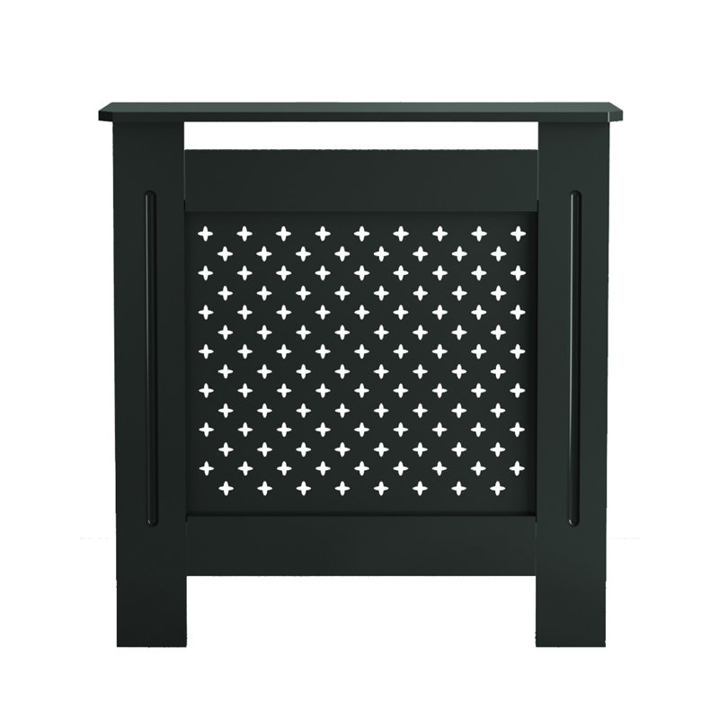 30.7" W MDF Radiator Cover Cabinet with Perforated Front Panel and Display Shelf, Black