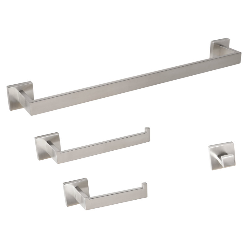 Ensemble de quincaillerie de salle de bain 4 pièces, Nickel brossé