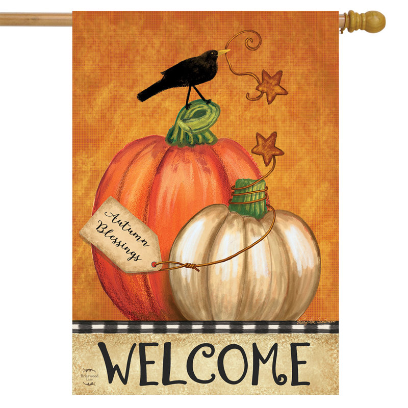 Rustic Pumpkins Fall House Flag