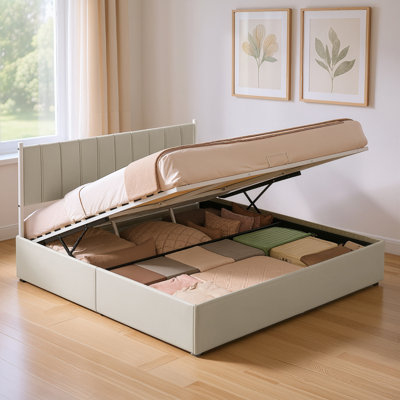 Smooth Hydraulic Lift Up Storage Upholstered Platform Bed