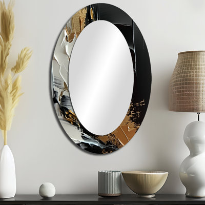 Imminent Bliss Bold Textured Gold and Black - Modern Oval Wall Mirror