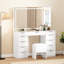 11-Drawer Dressing Table with Mirror, Modern Vanity Table Set with 3 Colors LED Light