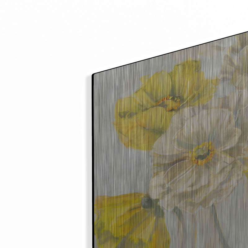 «Gold and White Contemporary Poppie» par Carol Rowan, H 12 po x l 12 po
