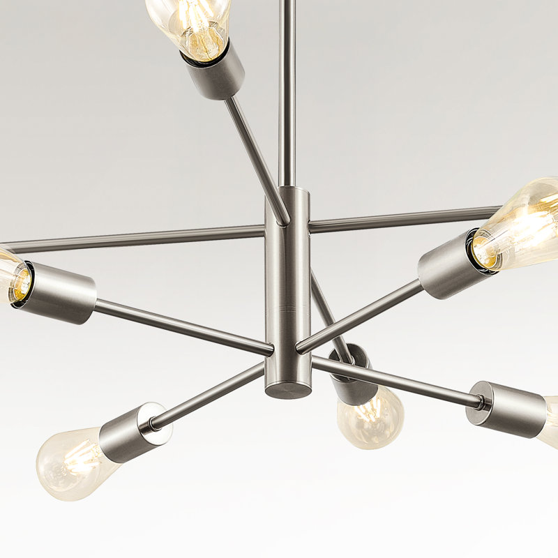 Lustre spoutnik moderne 8 lumières pour la salle à manger 4 hauteurs, Nickel