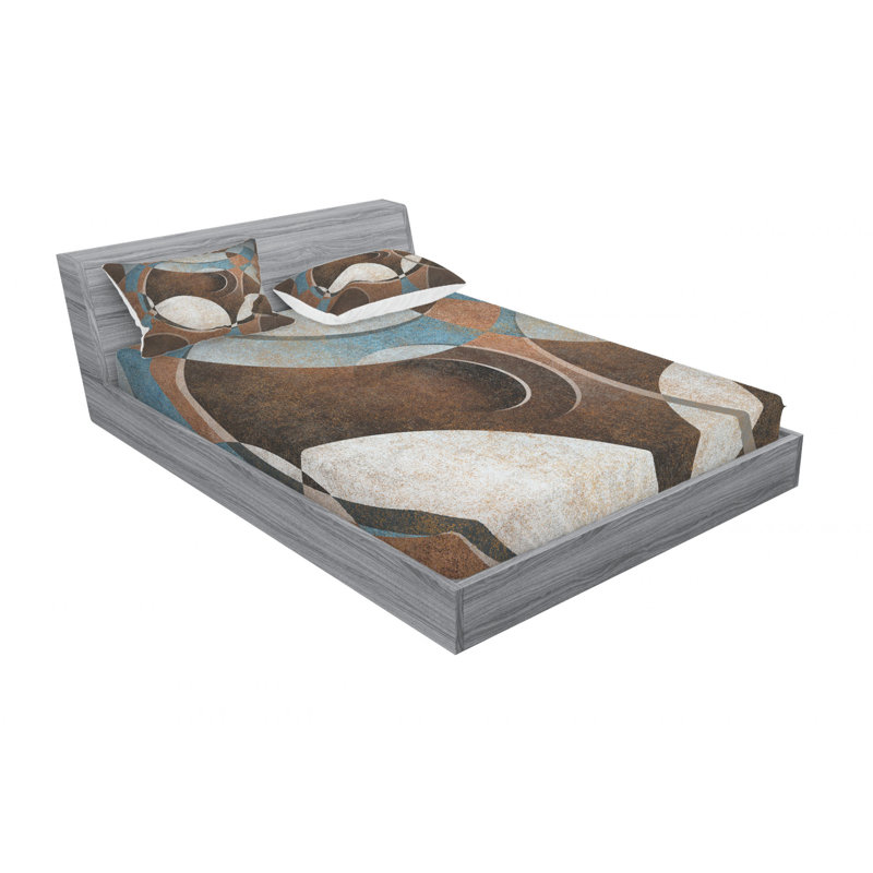 Microfiber Geometric Sheet Set, Queen Sheet Set with Fitted Sheet