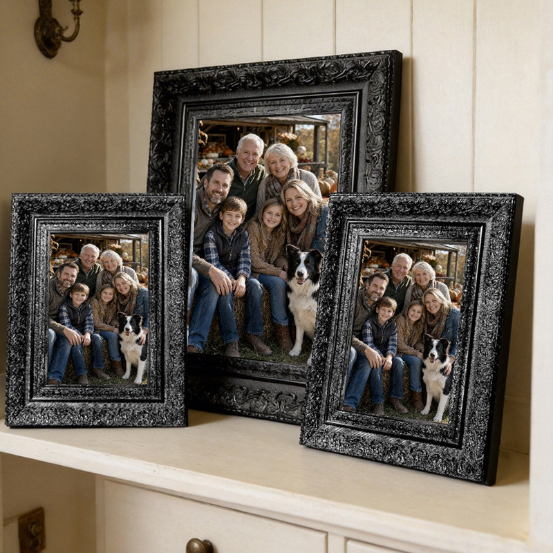 Cadre photo noir 3 pièces orné pour photos 8 po x 10 po, Black, 3, 8" W x 10" H