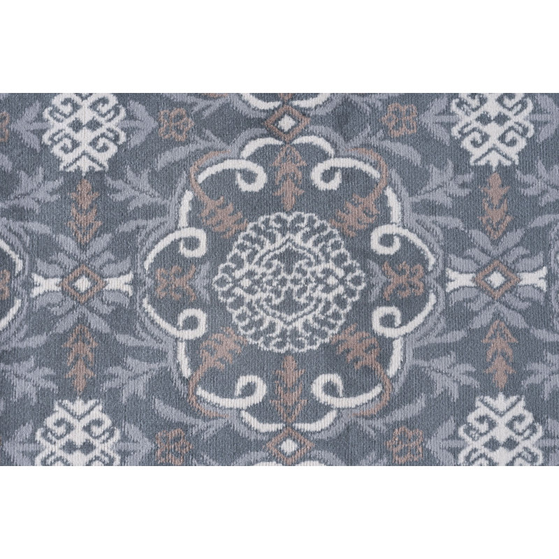 Tapis d'intérieur gris à volutes de style oriental Hoban pour le salon, la chambre à coucher et la salle à manger