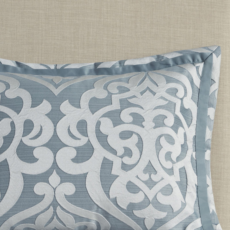 Aqua and Silver Queen Microfiber 8-Piece Comforter Set