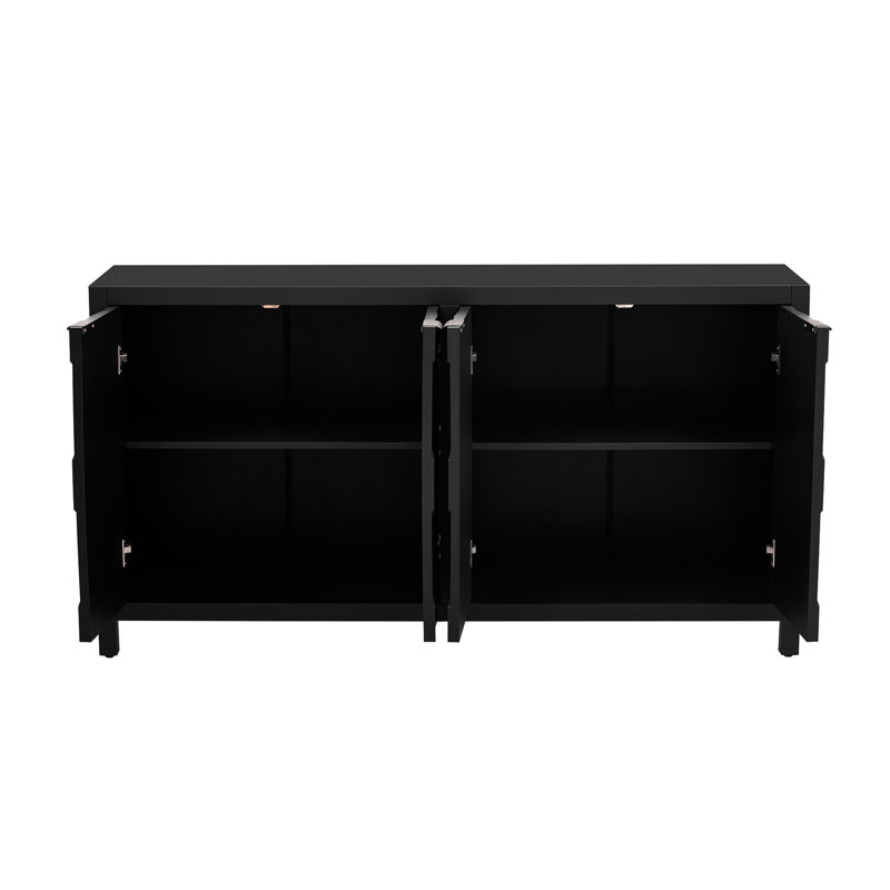 Buffet luxueux avec portes en nid d'abeilles intrigantes, style de rangement pratique et attrayant, Noir