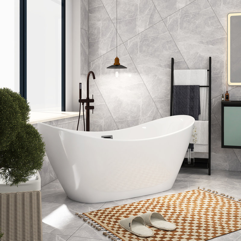 67'' x 30'' Freestanding Soaking Acrylic Bathtub