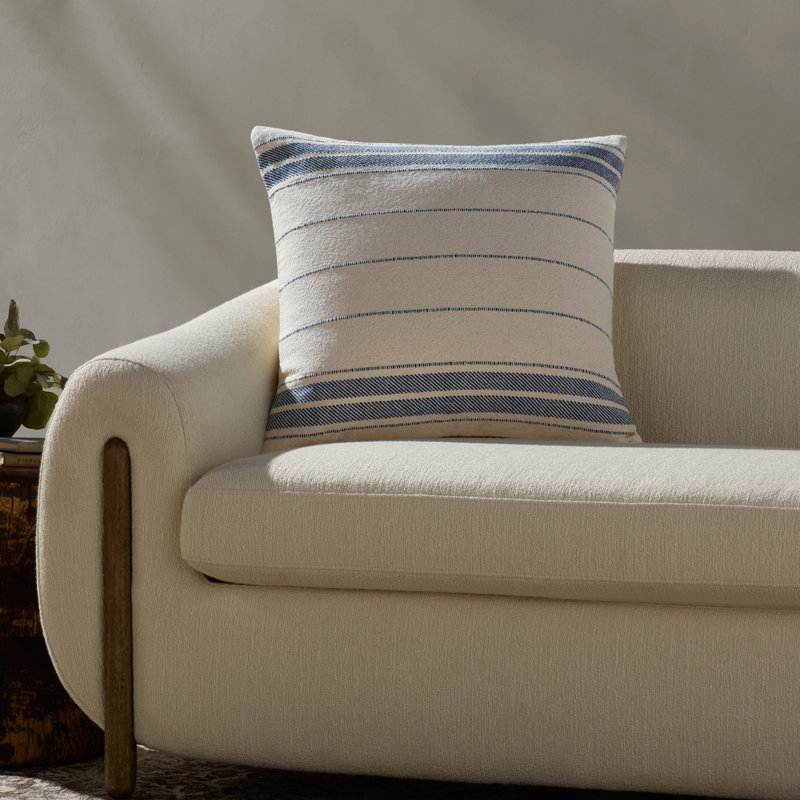 Magnolia Home by Joanna Gaines x Loloi Selena Accent Pillow, Beige/Blue, Down / Feather, Square 22"
