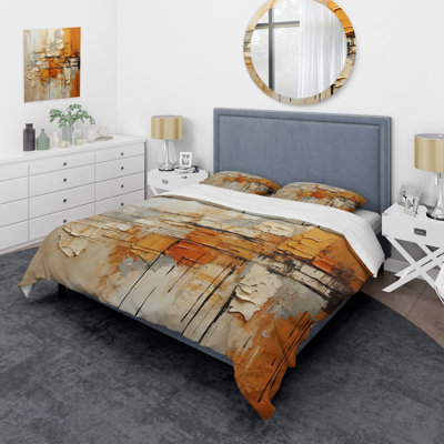 Orange Impressions III - Abstract Collages Duvet Cover Set
