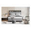 Lit plateforme tapissier double avec tête de lit, lit gigogne simple, 2 tiroirs et un ensemble de prises et ports USB, tissu en lin, gris