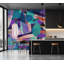 Murale abstraite pelez et collez Lameeka - Formes aléatoires turquoise-106566875