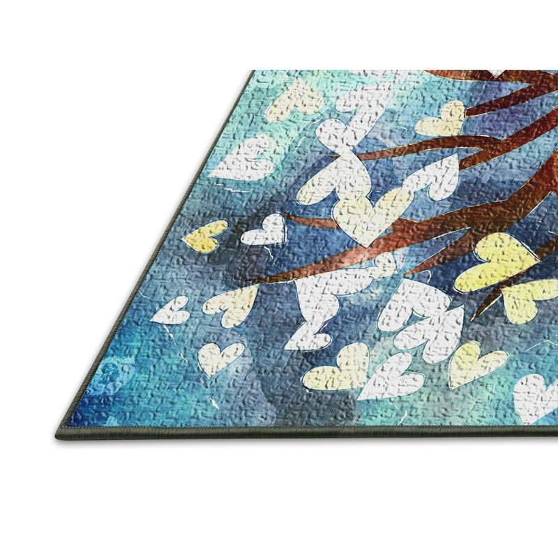 Tapis bleu marine aquarelle, Rectangle 3 pi x 5 pi