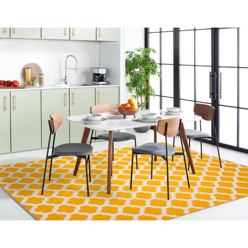 Tapis géométrique en coton tissé à la main Romona, Rectangle 8 pi x 10 pi
