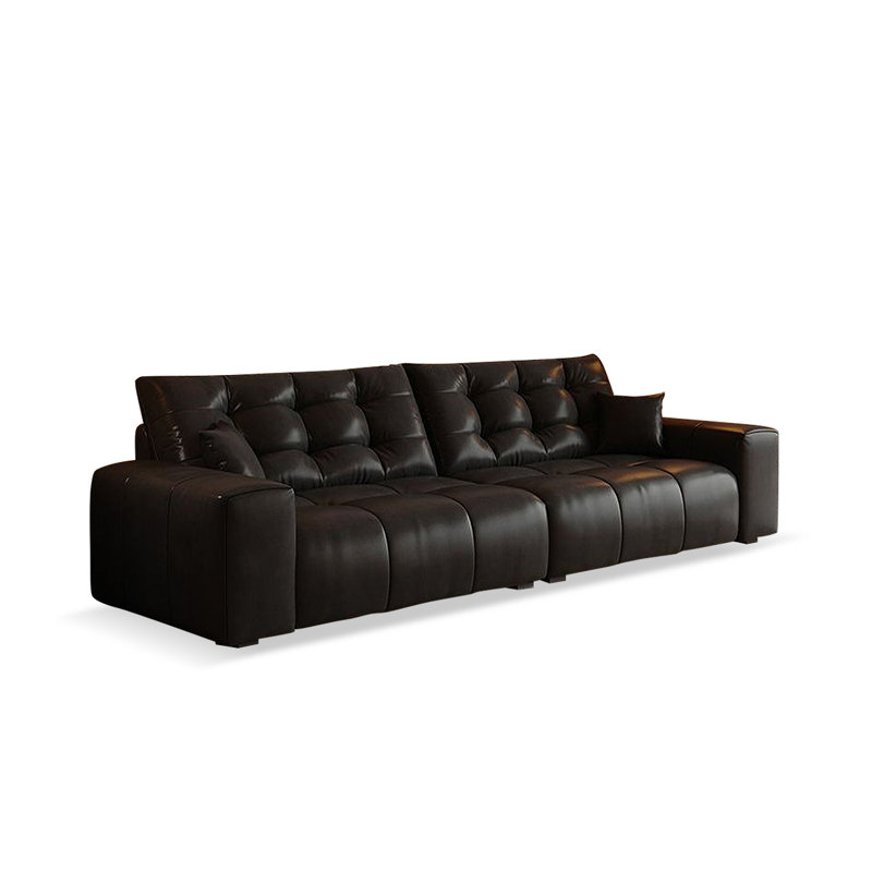 Canapé modulaire noir en similicuir, 31.5" H x 94.49" W x 31.5" D, Noir