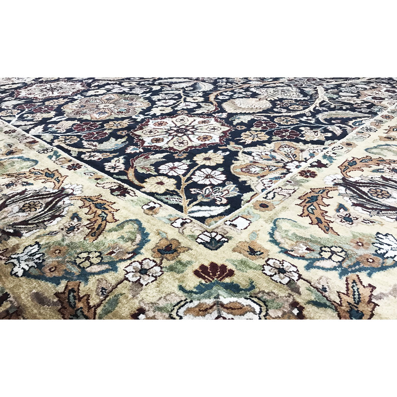 Magnolia Wool Oriental Area Rug in Beige/Black