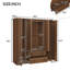  Armoire penderie 4 portes avec 2 tiroirs et rail suspendu, grain de bois brun
