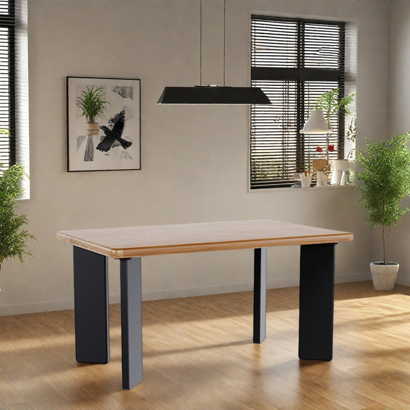 Rectangular ash wood dining table, 29.52"H x 70.86"L x 31.49"W
