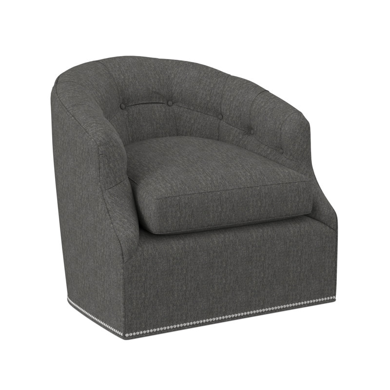 Calvert Swivel Barrel Chair, Polished Nickel Small, Filigree Ivory 100% Polyester
