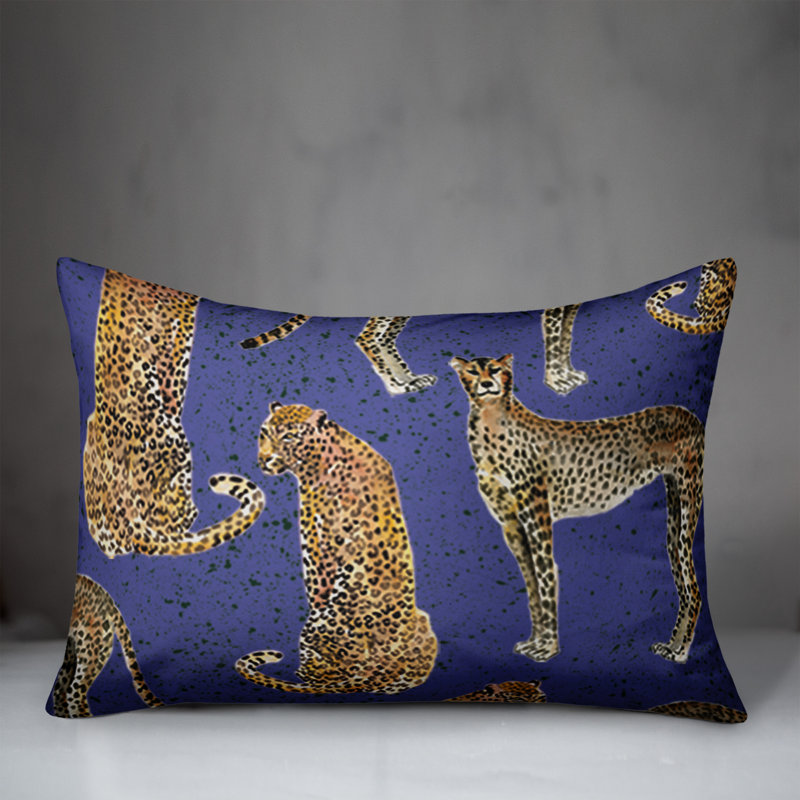 Coussin extérieur Cheetahs On, Bleu, H 14 po x l 20 po