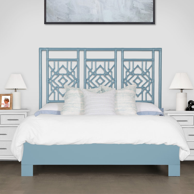 Tulum Open-Frame Headboard, King, Pool Blue