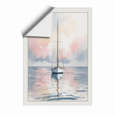Sailboat at Dawn Coastal - Framed Print