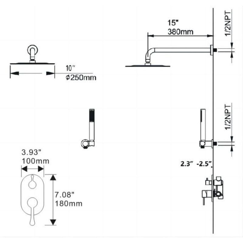 All-In-One Kit with Rough in-Valve, Matte Black