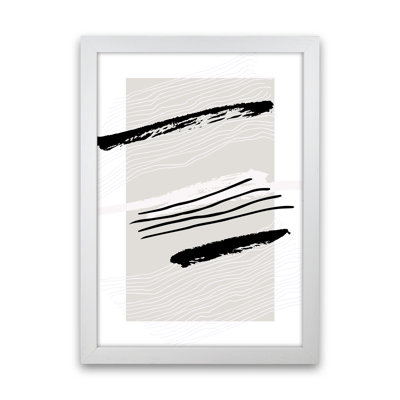 Abstracts Pennellate Linee Grey White Black 2 1 Piece Wall Art