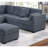 Lsectional RAF/LAF One Armloveseat Corner Wedge Cocktail Ottoman Dark Gray Corduroy Upholstered Pillows 4Pc Sectional Sofa Set