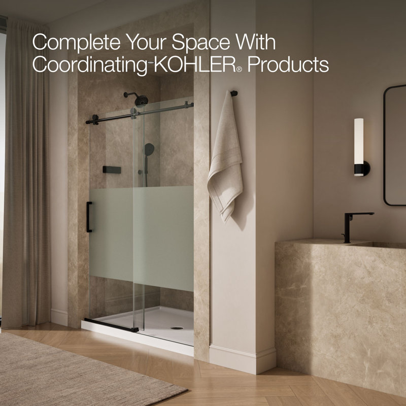 Composed 78 In. Sliding Shower Door With 3/8 In.-Thick Glass, Black