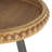 Clayten Beaded Side End Brown Accent Table with Rounded Gray Metal Base and Rattan Accent