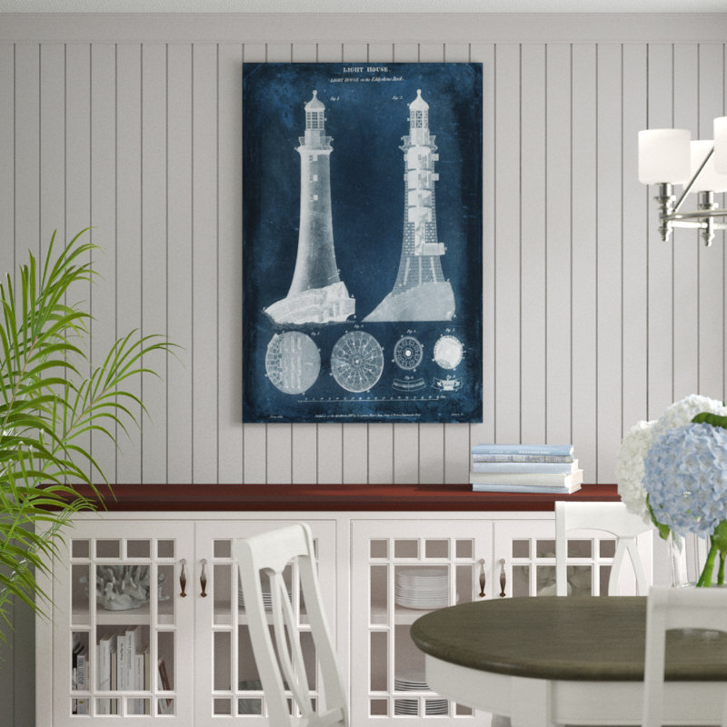 'Lighthouse Blueprint' - Graphic Art Print, 122cm H x 81cm W, Wrapped Canvas