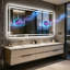 Miroir de salle de bain DEL grand format 72 pouces pour double vasque, haut-parleur Bluetooth, affichage intelligent de l'heure et de la date, antibuée, intensité lumineuse réglable 3 couleurs-311508239