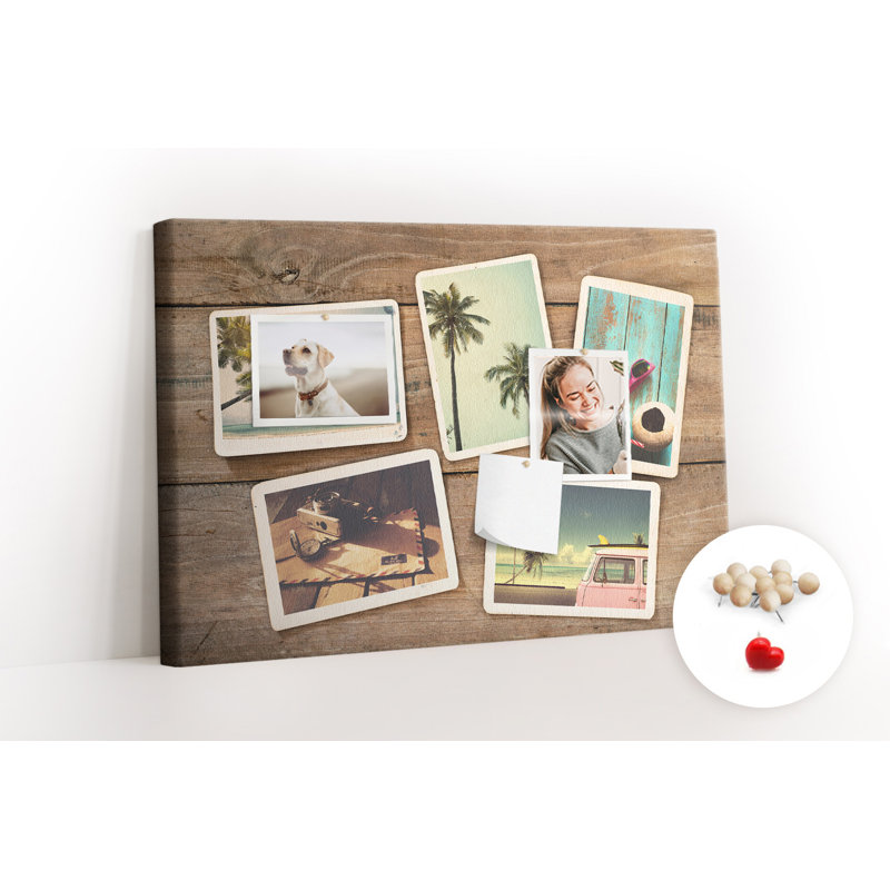 Wall Mounted cork board with print wall art kitchen notice board decorative bulletin board ideas Polaroid photos