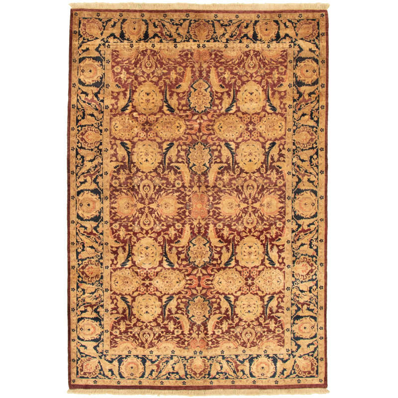 Tapis décoratif en laine noué à la main de conception persane et unique noué à la main new age paki 18/20 rouge foncé 6 pi x 8 pi 10 po