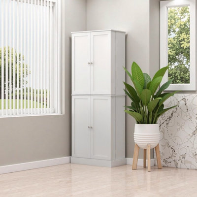 65" Modern Gray Kitchen Pantry Cabinet with Doors and Adjustable Shelves, Freestanding Storage Cupboard for Dining Room