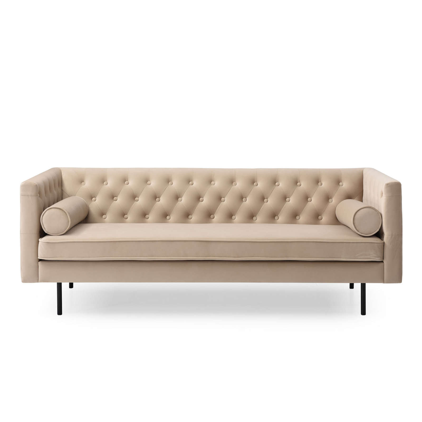 Dario 79'' Upholstered Chesterfield Sofa, Blush Pink Velvet
