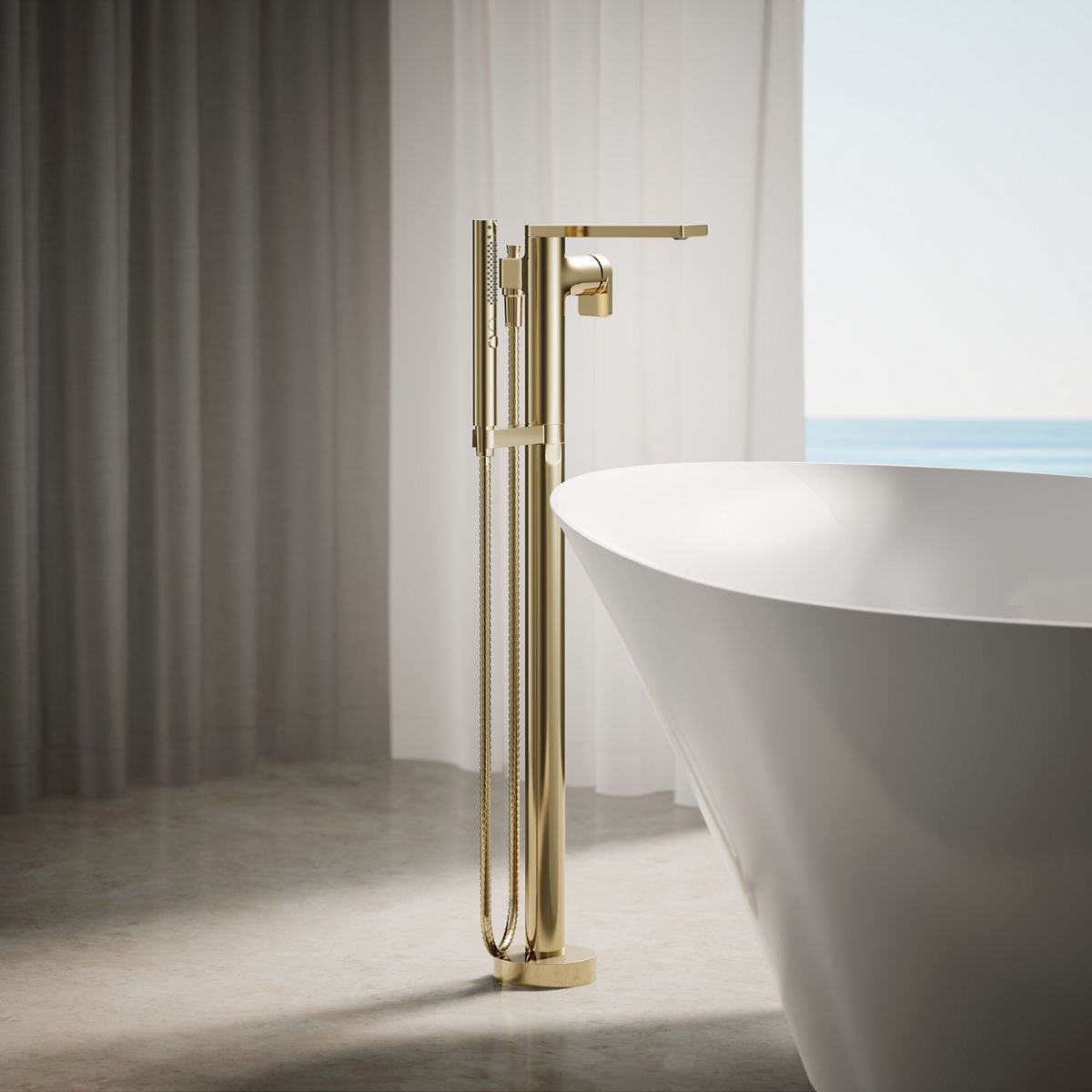 Composed Freestanding Bath Faucet, Vibrant French Gold