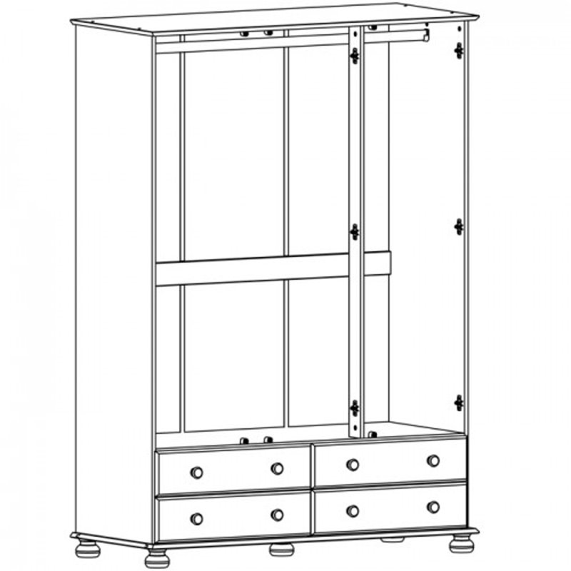 Chritine 3 Door Wardrobe, Cream/Brown