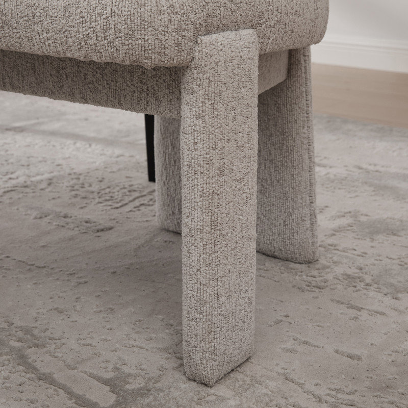 Ensemble de 2 chaises de salle à manger rembourrées modernes en chenille avec pieds en bois massif, Beige